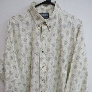 Vintage Roughrider by Circle T Horseshoe AOP Long Sleeve Western‎ Shirt Large